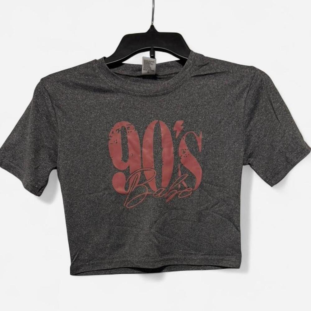 90’s Babe graphic gray crop top size medium